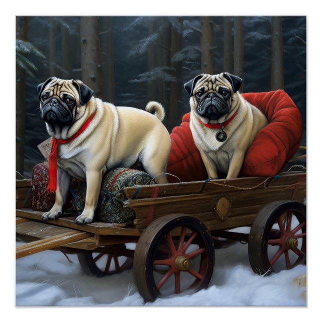 Pug Christmas Festive Season Poster (Front)