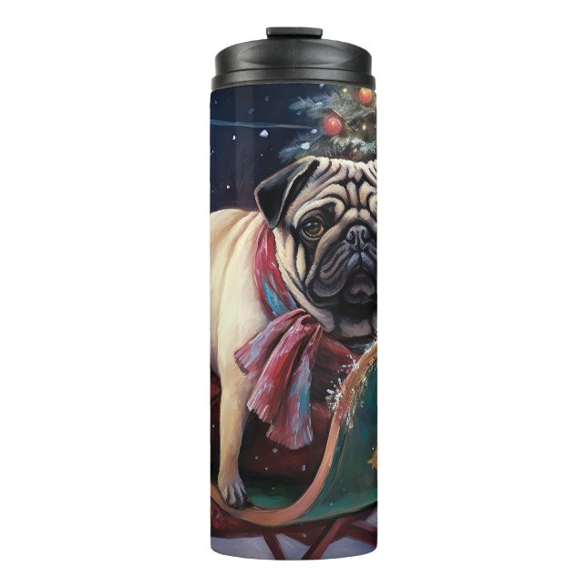 Pug Christmas Festive Season Thermal Tumbler (Front)
