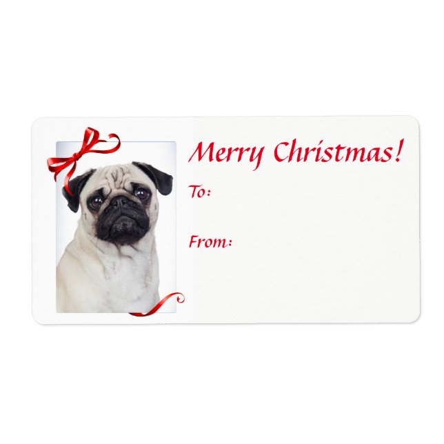Pug Christmas Gift Stickers (Front)