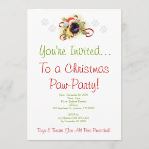 Pug Christmas Invitation
