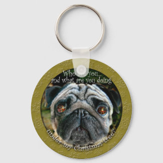 Pug Christmas Keychain