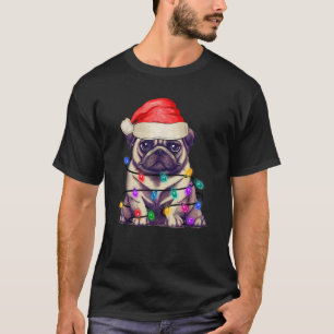 Pug Christmas Lights Funny Santa Pug Lover Dog T-Shirt