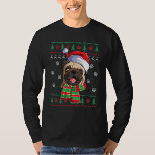 Pug Christmas Lights Santa Hat Dog Ugly Sweater