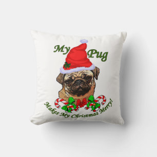 Pug Christmas Merry Cushion