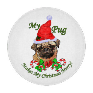 Pug Christmas Merry Cutting Board