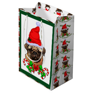 Pug Christmas Merry Medium Gift Bag