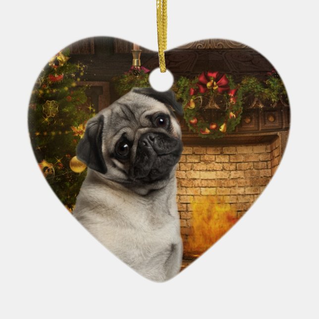 Pug Christmas Ornament (Front)