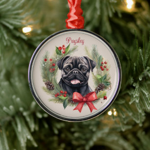 Pug Christmas Pet Memorial Dog Breed Metal Tree Decoration