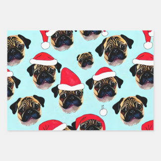 Pug Christmas present wrapping paper