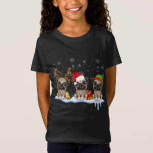 Pug Christmas Santa Hat, Funny Pugs, Xmas T-Shirt