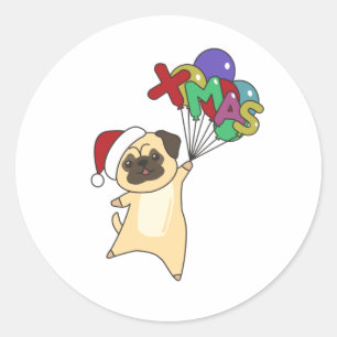 Pug Christmas Snow Winter Animals Dogs Classic Round Sticker