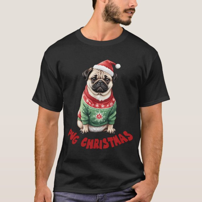 Pug Christmas T-Shirt (Front)