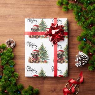 Pug Christmas Themed Wrapping Paper