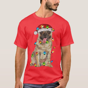 Pug Christmas Tree Light Pajama Dog Lover Xmas Fun T-Shirt