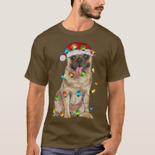 Pug Christmas Tree Light Pajama Dog Lover Xmas Fun T-Shirt
