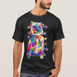 Pug Christmas Tree Lights Dog Mum Dad Xmas Pug  T-Shirt