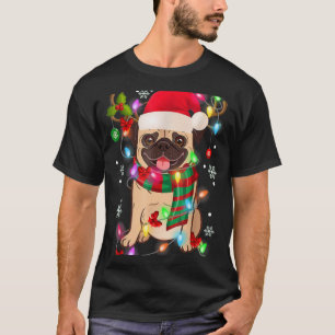 Pug Christmas Tree Lights Santa Dog Xmas Boys Pugm T-Shirt