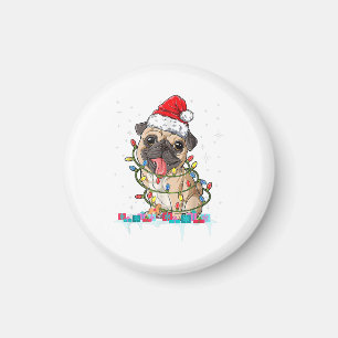 Pug Christmas Tree Lights Santa Dog Xmas Gifts Boy Magnet
