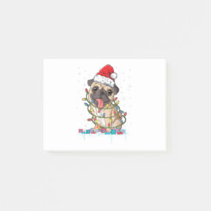 Pug Christmas Tree Lights Santa Dog Xmas Gifts Boy Post-it Notes