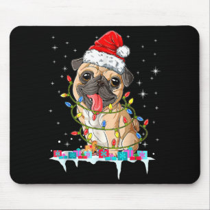 Pug Christmas Tree Lights Santa Dog Xmas  Mouse Mat