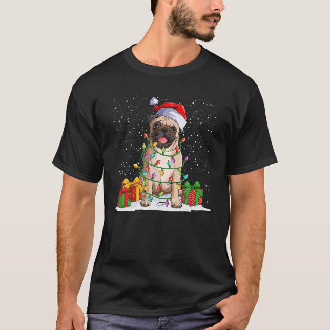 Pug Christmas Tree Pug Lover Funny Christmas Dog M T-Shirt (Front)