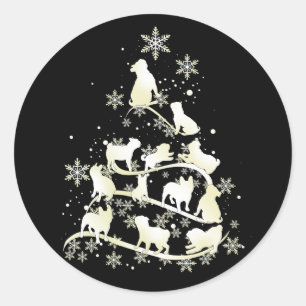 Pug Christmas Tree Pug Lover Xmas Best Gift 2022 Classic Round Sticker