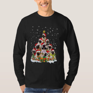 Pug Christmas Tree Santa Hat Pajama Pug Dog T-Shirt