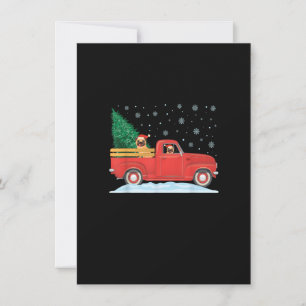 Pug Christmas Tree Truck Vintage Christmas Truck Invitation
