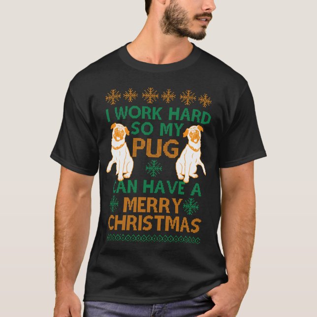Pug Christmas vintage T-Shirt (Front)