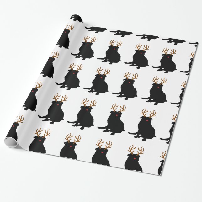Pug Christmas Wrapping Paper (Unrolled)