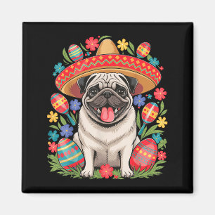 Pug cinco de mayo magnet