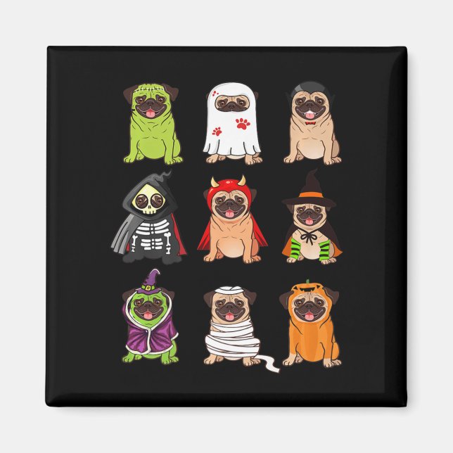 Pug Collection Happy Pugoween Halloween Spooky Cos Magnet (Front)