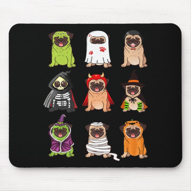 Pug Collection Happy Pugoween Halloween Spooky Cos Mouse Mat (Front)