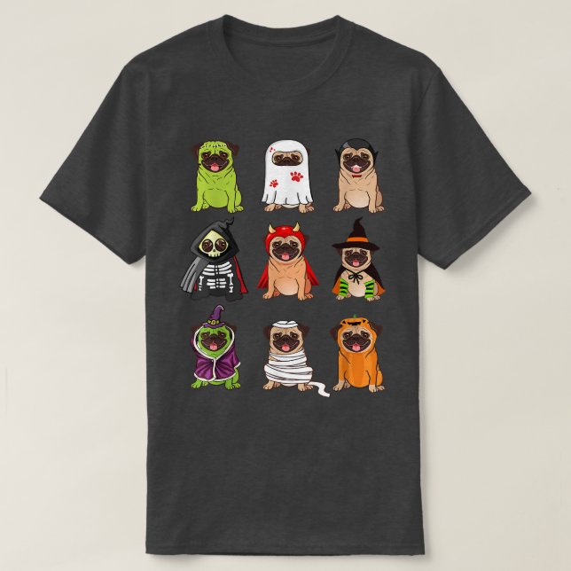 Pug Collection Happy Pugoween Halloween Spooky Cos T-Shirt (Design Front)
