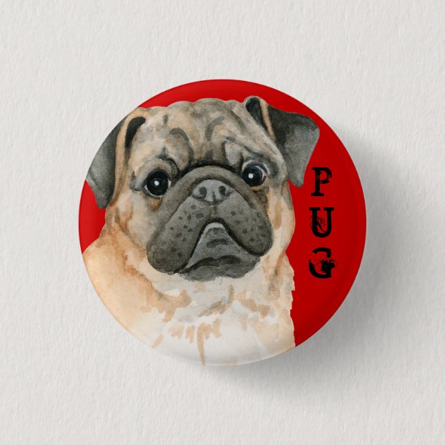 Pug Colour Block 3 Cm Round Badge (Front)