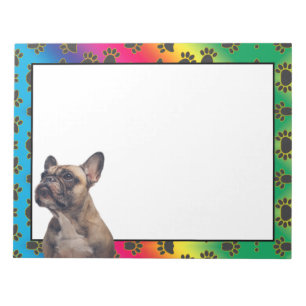 Pug colourful dog paw pattern notepad