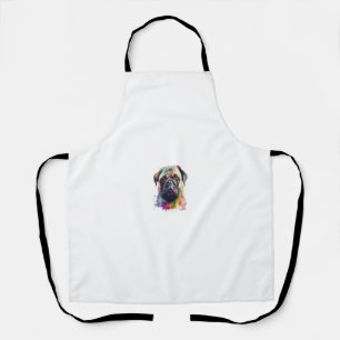 Pug Colourful Pop Art Splash Art Tie Dye Rainbow T Apron