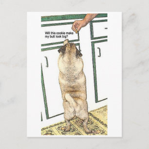 Pug Cookie Butt Postcard