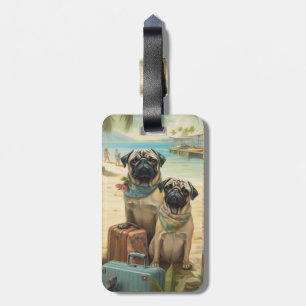Pug Couple Vacation Travel  Luggage Tag
