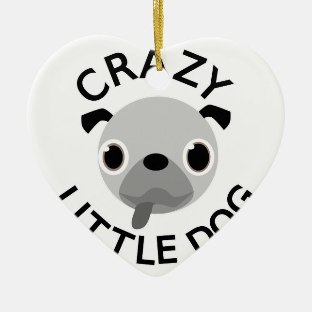 Pug Crazy Little Dog Ceramic Tree Decoration (Front)