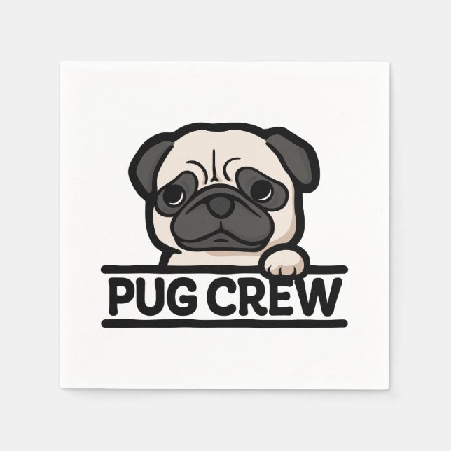 PUG CREW – Funny & Cute Pug Lover Gift Napkin (Front)