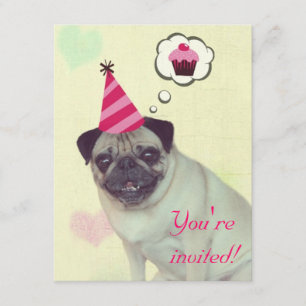 Pug Cupcake Invitation
