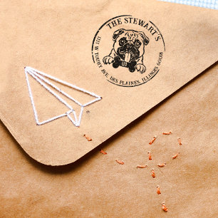 Pug Custom Family Return Address Rubber Stamp