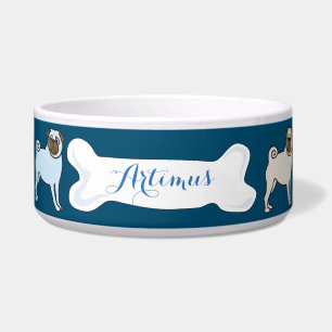 PUG Customisable Name Dogfood Pet Bowl