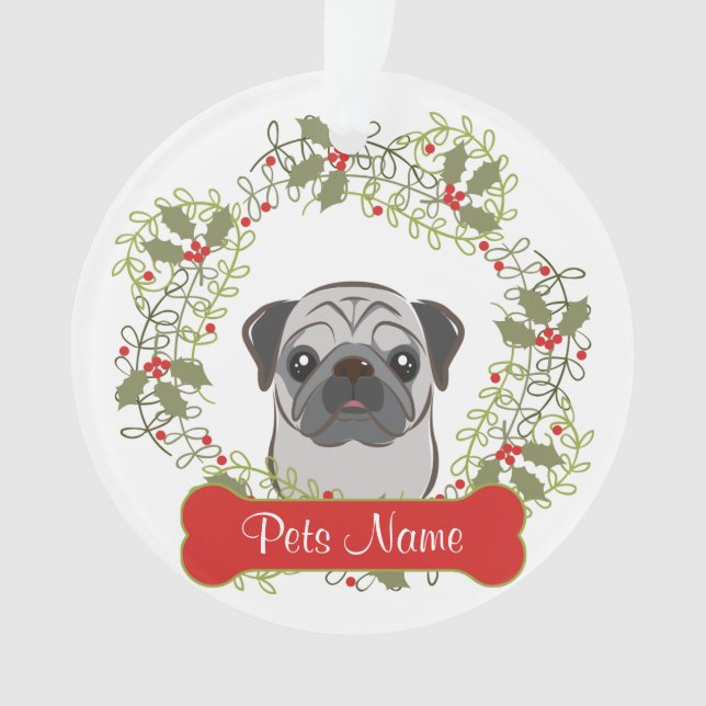 Pug Customisable Ornament (Front)