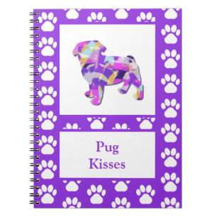 Pug Cute Dog Silhouette Paw Purple PY&B Notebook