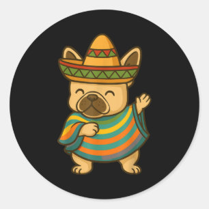 Pug dabbing cinco de mayo classic round sticker