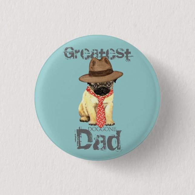 Pug Dad 3 Cm Round Badge (Front)