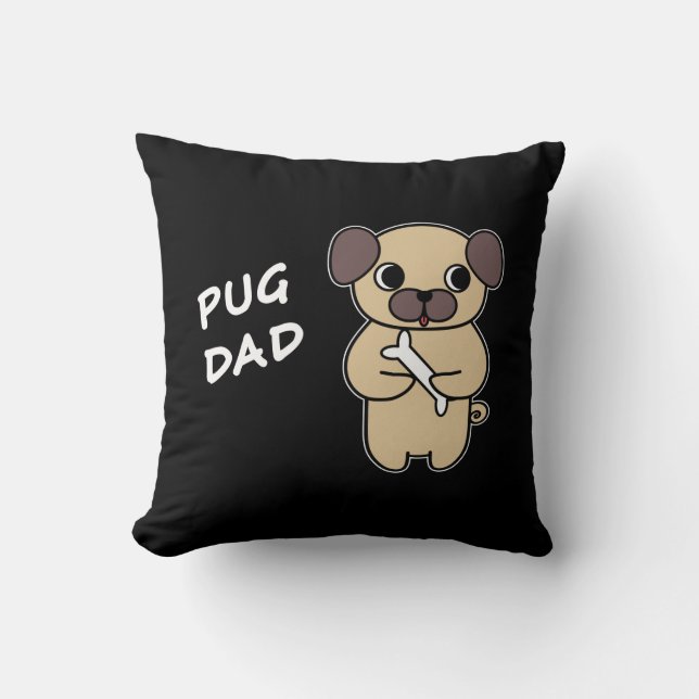 PUG DAD - Black Cushion (Front)