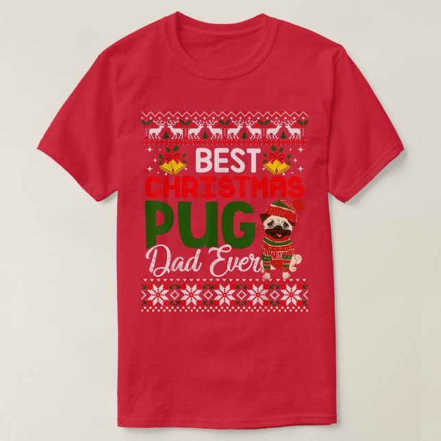 Pug Dad Christmas Funny Ugly Xmas Sweater  (Design Front)
